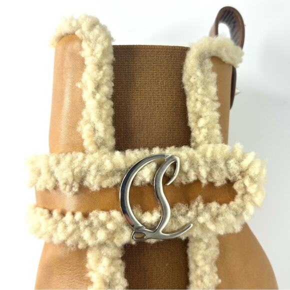 Christian Louboutin Chelsea Lug 100 Shearling High Heel Pull On Boots 36 - Picture 8 of 10